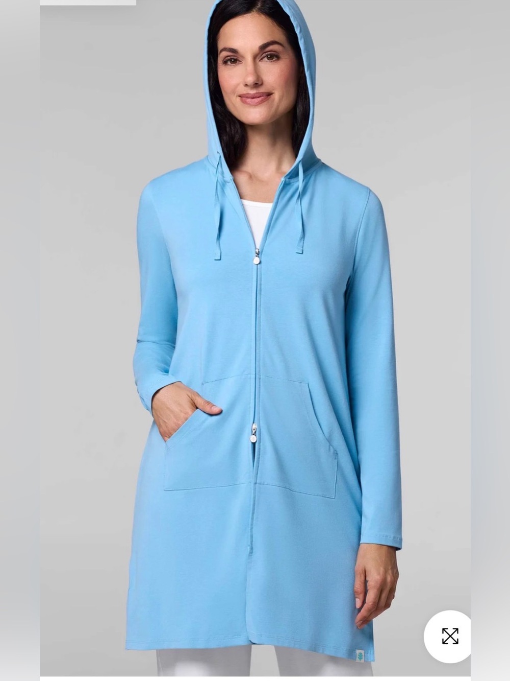 Coolibar women’s xxl cabana hoodie blue 01307 long jacket hoodie sun protective
